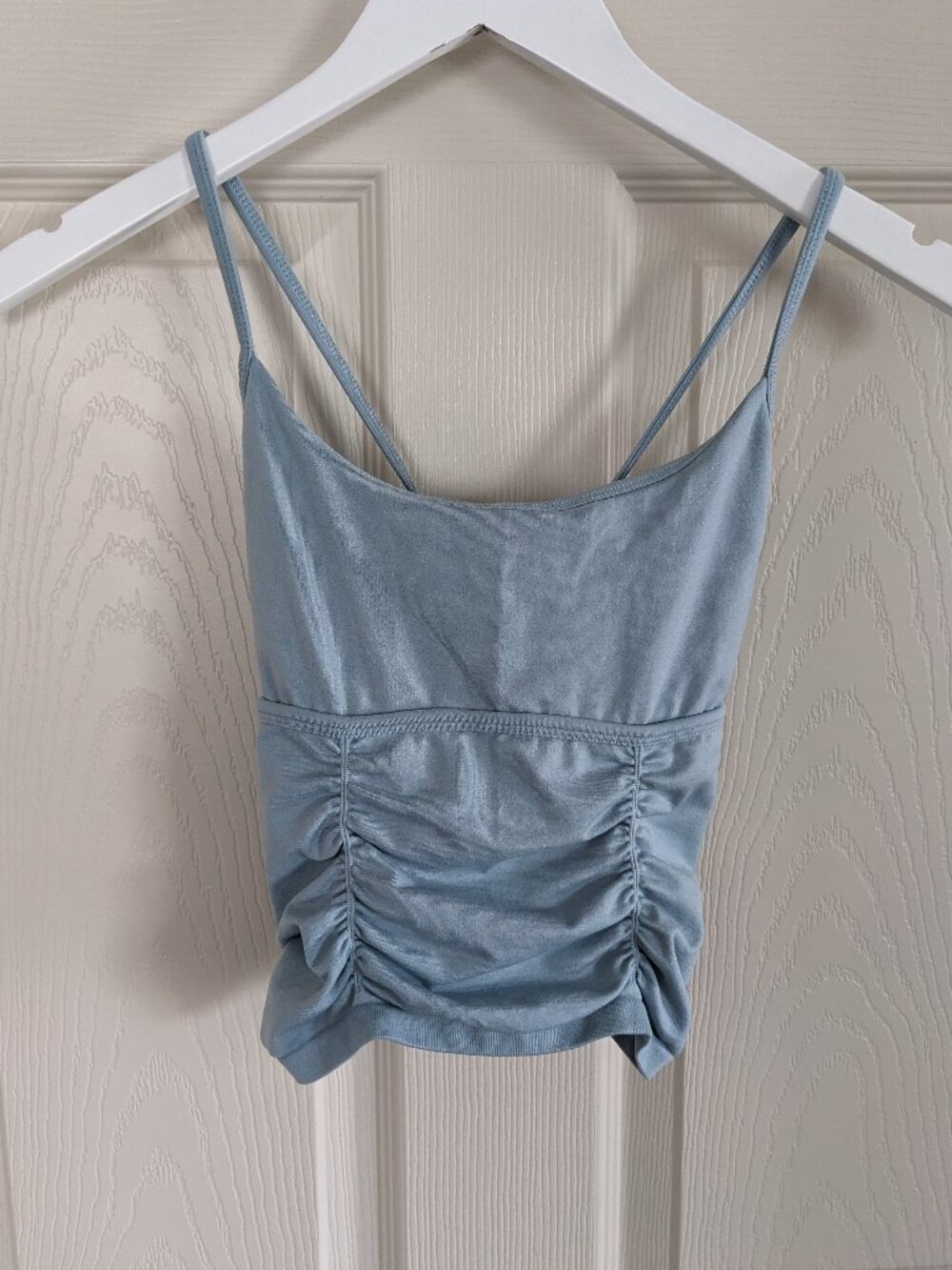 FREE PEOPLE FP Movement On The Rise Ruched Cami Tank Top M/L in Eucalyptus